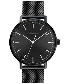 Черные часы-браслет из нержавеющей стали с сеткой, 42 мм Calvin Klein