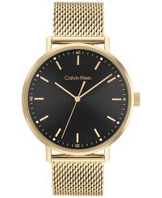 Золотистые часы-браслет с сеткой, 42 мм Calvin Klein