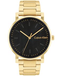 Мужские часы с 3 стрелками, золотистый браслет из нержавеющей стали, 43 мм Calvin Klein