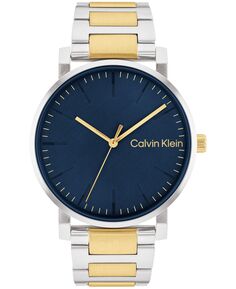 Мужские двухцветные часы-браслет из нержавеющей стали с 3 стрелками, 43 мм Calvin Klein