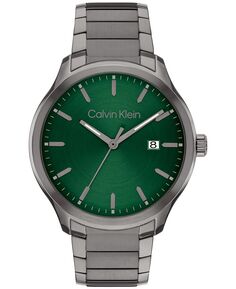 Мужские часы 3H кварцевые серые с браслетом из нержавеющей стали, 43 мм Calvin Klein