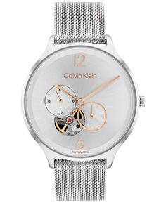 Мужские автоматические часы из нержавеющей стали с сетчатым браслетом, 38 мм Calvin Klein