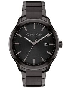 Мужские часы 3H кварцевые черные с браслетом из нержавеющей стали, 43 мм Calvin Klein