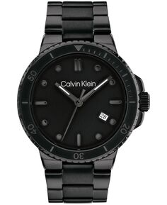 Мужские черные часы-браслет из нержавеющей стали 44 мм Calvin Klein
