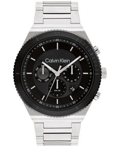 Мужские серебристые часы-браслет из нержавеющей стали 44,5 мм Calvin Klein