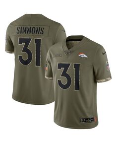 Мужская оливковая майка Джастина Симмонса Denver Broncos 2022 Salute To Service Limited Nike