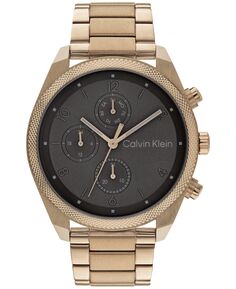 Мужские многофункциональные часы-браслет из нержавеющей стали бежевого золотистого цвета, 44 мм Calvin Klein