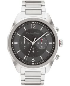 Мужские многофункциональные серебристые часы-браслет из нержавеющей стали, 45 мм Calvin Klein