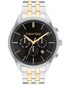 Мужские многофункциональные двухцветные часы-браслет из нержавеющей стали, 44 мм Calvin Klein
