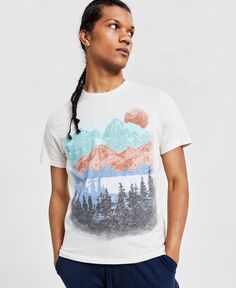 Мужская футболка обычного кроя с рисунком Mountain Sun + Stone