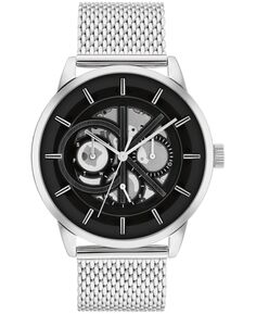 Мужские серебристые часы-браслет из нержавеющей стали с сеткой, 43 мм Calvin Klein