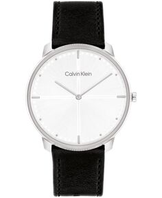 Часы унисекс с черным кожаным ремешком, 40 мм Calvin Klein