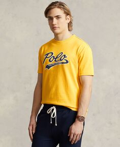 Мужская хлопковая трикотажная футболка классического кроя с логотипом Polo Ralph Lauren