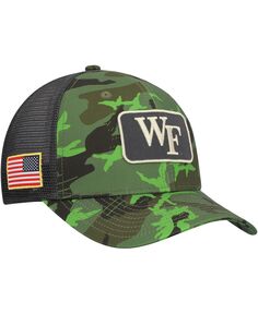 Мужская камуфляжная шляпа Black Wake Forest Demon Deacons Classic99 Veterans Day Trucker Snapback Hat Nike