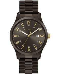 Мужские темно-серые часы с расширительным браслетом из нержавеющей стали, 40 мм Caravelle