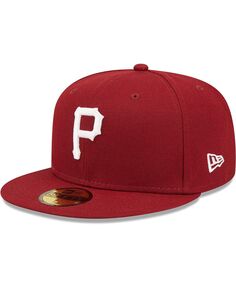 Мужская кепка Cardinal Pittsburgh Pirates Logo белая 59FIFTY приталенная кепка New Era