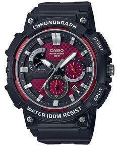 Мужские часы с хронографом, черный полимерный ремешок, 54 мм Casio