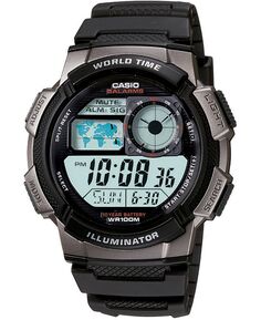 Мужские цифровые часы с черным полимерным ремешком, 43,7 мм Casio