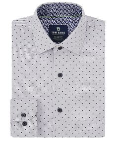 Мужская приталенная классическая рубашка на пуговицах с длинными рукавами и геометрическим рисунком Tom Baine