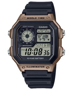 Мужские цифровые часы с черным полимерным ремешком, 42,1 мм Casio