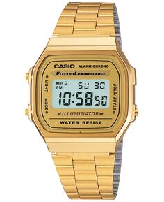 Мужские цифровые винтажные золотистые часы-браслет из нержавеющей стали 39x39 мм A168WG-9MV Casio