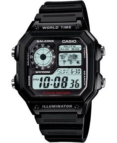 Унисекс цифровые часы с черным полимерным ремешком, 39,5 мм Casio