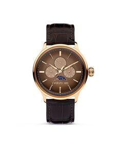 Мужские часы Dervio Collection коричневый темный ремешок из натуральной кожи 43 мм Cerruti 1881