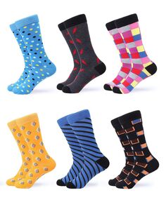 Мужские классические носки в стиле фанк, разноцветные, 6 шт. Gallery Seven