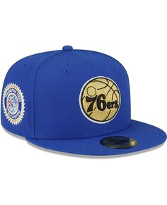 Мужская кепка-комбинезон цвета металлик Royal Philadelphia 76ers 3x NBA Champions 59FIFTY. New Era