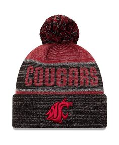 Мужская малиновая вязаная шапка Washington State Cougars Team Freeze с манжетами и помпоном New Era