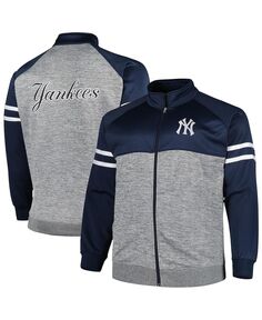 Мужская спортивная куртка с молнией во всю длину и темно-синим цветом реглан New York Yankees Big and Tall Profile