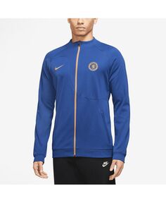 Мужская синяя куртка Chelsea 2023/24 Academy Pro Anthem Raglan Performance с молнией во всю длину Nike