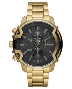 Мужские часы с хронографом и рифленым золотистым браслетом из нержавеющей стали, 48 мм Diesel