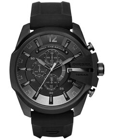 Мужские часы Mega Chief с хронографом, черный силиконовый ремешок, 51x59 мм, DZ4378 Diesel