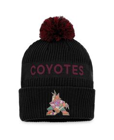Мужская фирменная черная, гранатовая вязаная шапка Arizona Coyotes NHL Draft 2022 Pro Authentic Pro с манжетами и помпоном Fanatics