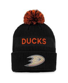 Мужская фирменная черно-оранжевая вязаная шапка с манжетами и помпоном Anaheim Ducks NHL Draft 2022 Authentic Pro Fanatics