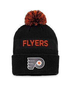 Мужская фирменная черно-оранжевая вязаная шапка с манжетами и помпоном «Филадельфия Флайерз» NHL Draft 2022 NHL Authentic Pro Fanatics