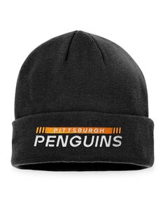 Мужская черная фирменная вязаная шапка Pittsburgh Penguins Authentic Pro Rink с манжетами Fanatics