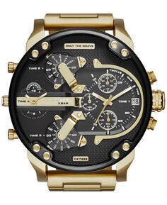 Мужские часы Mr. Daddy 2.0 с золотым браслетом из нержавеющей стали с ионным покрытием, 57 мм, DZ7333 Diesel
