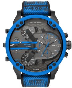 Мужские часы Mr Daddy 2.0 с тремя стрелками, синий силиконовый ремешок с пряжкой, 57 мм Diesel