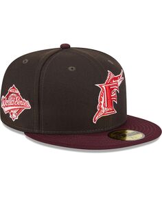 Мужская коричнево-бордовая шляпа Florida Marlins Cooperstown Collection Chocolate Strawberry 59FIFTY. New Era