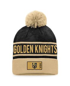 Мужская золотисто-черная фирменная вязаная шапка с манжетами и помпоном Vegas Golden Knights Authentic Pro Alternate Logo Fanatics