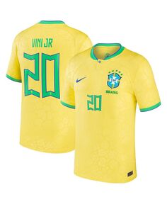 Мужская желтая мужская футболка Vinicius Junior сборной Бразилии 2022/23, реплика домашнего джерси Nike