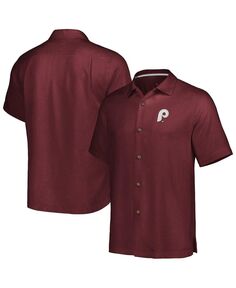 Мужская бордовая рубашка на пуговицах Philadelphia Phillies Sport Tropic Isles Camp Tommy Bahama