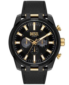 Мужские часы с черным кожаным ремешком, диаметр 51 мм Diesel