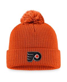 Мужская оранжевая вязаная шапка с манжетами и помпоном с фирменным логотипом Philadelphia Flyers Core Primary Fanatics
