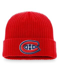 Мужская красная вязаная шапка с фирменным логотипом Montreal Canadiens Core Primary с манжетами Fanatics