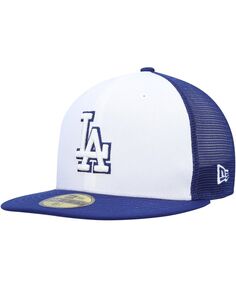 Мужская королевская и белая бейсболка Los Angeles Dodgers 2023 для тренировок на поле 59FIFTY Облегающая шляпа New Era