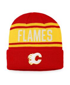 Мужская фирменная красно-золотая вязаная шапка Calgary Flames True Classic с манжетами в стиле ретро Fanatics