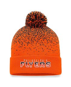 Мужская оранжевая фирменная вязаная шапка Philadelphia Flyers Iconic с манжетами с градиентом и помпоном Fanatics